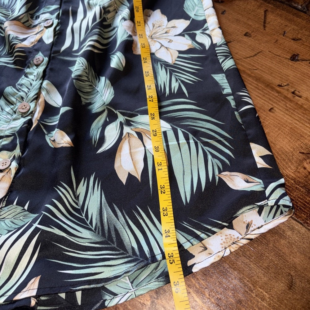 Women's Size M Tropical Resort Beach Vacay Satin Feel Shirt Dress - Picture 6 of 6